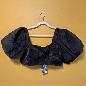 Women's Puff Short Sleeve Organza Cropped Blouse - Future Collective / BNWT
